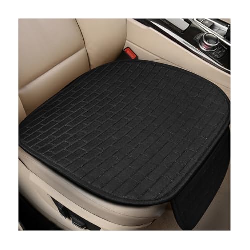 Front Car Seat Cover, Anti-Slip Driver Seat Cushion Protector with Storage Pocket, Cooling Breathable Linen Bottom Pad for Most Vehicle Front Seats, Car Accessories (Front Black) - color: Front Black