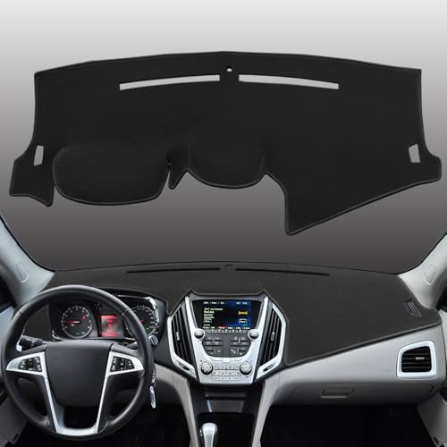 Dash Cover Mat Custom Fit for GMC Terrain with Light Sensor Without CWS Display and Speaker, Dashboard Pad Carpet Protector (Black) K370A