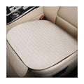 Front Car Seat Cover, Anti-Slip Breathable Linen Bottom Seat Protector Covers with Storage Pockets, Universal Front Driver Seat Pad Mat for Cars SUVs Truck Van (Beige)
