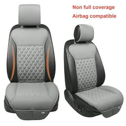 Black Panther 1 Pair Luxury Car Seat Covers Protectors, Universal Anti-Slip Driver Seat Cover with Partial Backrest Coverage (Middle Part Only), Diamond Pattern, Compatible with 95% Cars (Grey) - color: Pair -Diamond- Light Grey