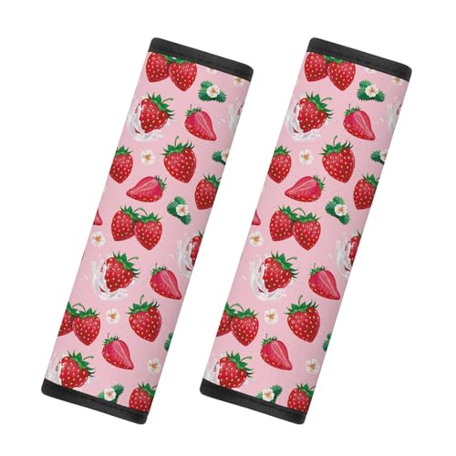 2 Pcs Seat Belt Cover for Kids, Strawberry Car Seat Strap Pads for Children, Soft Car Seat Belt Cushion Pads for Women Girls Babies Adults - color: Strawberry