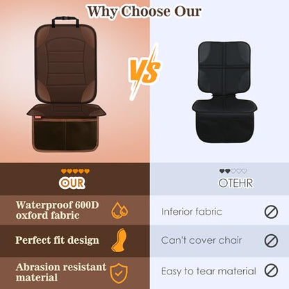 Car Seat Protector for Child Car Seat, Waterproof Car Seat Cover for Leather and Fabric Seats, 2 Mesh Pockets, Non-Slip Bottom, Thick Padding Cushion(1 Pack, Brown) - color: 1 Pack Brown