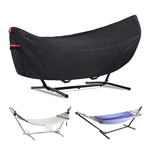 Waterproof 10 FT Hammock Cover, 210T Sun Rain UV Dust Snow Protection Outdoor Hammock Covers with Windproof Straps & Soft Cotton Lining for 10ft Stand - color: 10ft Hammock Cover-black
