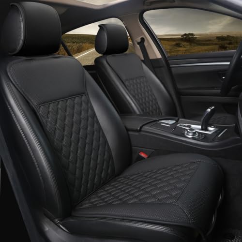 Black Panther 1 Pair Luxury Car Seat Covers Protectors, Universal Anti-Slip Driver Seat Cover with Partial Backrest Coverage (Middle Part Only), Diamond Pattern, Compatible with 95% Cars (Black) - color: Diamond Pattern - Black