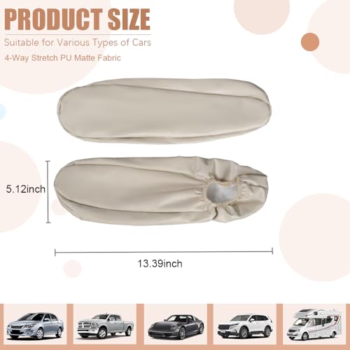 JDDRY Car Front Seat Armrest Covers Leather,Car Armrest Protectors,Auto Arm Rest Cover Replacement,Universal for MPV/SUV/Truck(Beige,2PC) - color: Beige-2PC