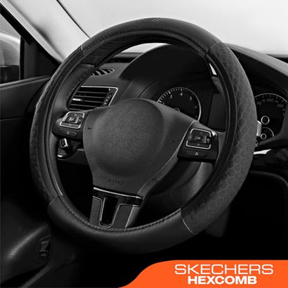 Skechers Steering Wheel Cover,Leather Steering Wheel Cover Hexcomb Design Embedded TPE Steering Wheel Universal Fit 14" 1/2-15" Car Wheel Protector for Men Women Fit Suvs,Vans,Sedans,Car,Trucks,Black - color: Black