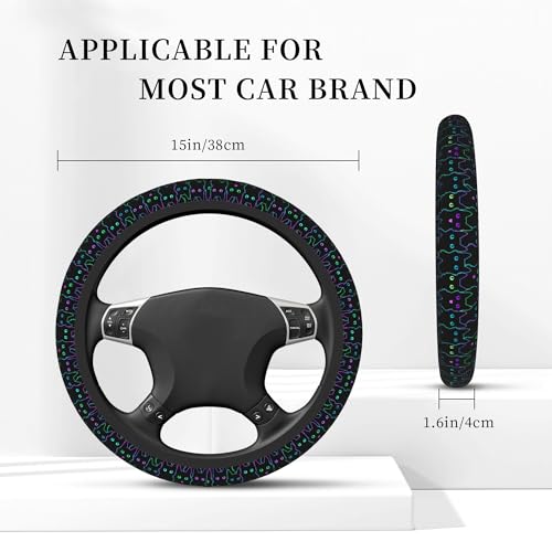 Cute Cat Steering Wheel Cover for Women, Universal 15 inch Breathable Anti Slip Steering Wheel Covers for Cars, Auto, SUVs - color: Cute Cat