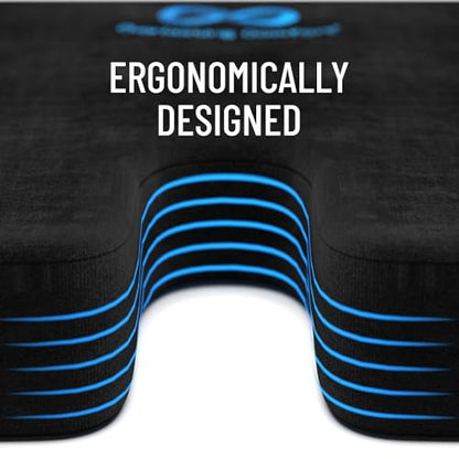 Everlasting Comfort Memory Foam Car Seat Cushion - Tailbone Pain Relief, Driving Seat Cushion for Short People - Office, Wheelchair, Gaming Chair, Travel - Non-Slip, Washable Cover
