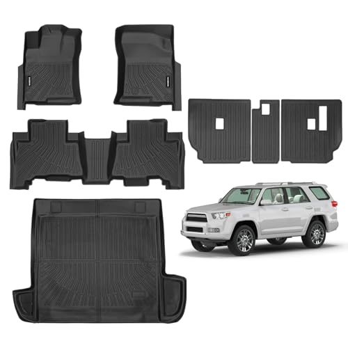 Naibeve Floor Mats for 2010 2011 2012 Toyota 4Runner-All Weather Custom for Toyota 4Runner Floor Mats & Cargo Mats & Backrest Mats Waterproof Interior Accessories - size: 6)4Runner|2010-2012