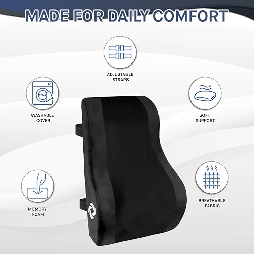Samsonite Lumbar Support Pillow Mid and Lower Back with Cooling – Office Chair Back Cushion, Gaming Chair, Desk Chair, Car Seat Lumbar, Work from Home Office Accessories, Black with Cooling - color: Black With Cooling Gel