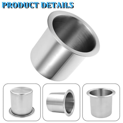 Drop-in Car Cup Drink Holder, 2PCS Stainless Steel Vehicle Insert Water Bottle Holder, Scratch-Resistant Automotive Interior Poker Table Drink Mount, Universal for SUV RV Truck