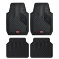 Coverado Heavy-Duty PVC Car Floor Mats Full Set – Black Metallic Heel Pad, All-Weather Protection for Front & Rear, Non-Slip Backing, Easy-to-Clean Liners, 4 Pcs - color: 4-Black