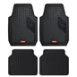 Coverado Heavy-Duty PVC Car Floor Mats Full Set – Black Metallic Heel Pad, All-Weather Protection for Front & Rear, Non-Slip Backing, Easy-to-Clean Liners, 4 Pcs - color: 4-Black