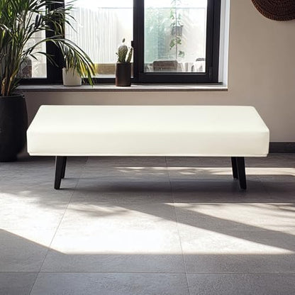 FUANGUI PU Waterproof Bench Cover, Stretch Dining Bench Cover for bedrooms, Living Rooms, Kitchens, Protector Chair Bench Piano Bench Seat Covers Stool Slipcover Removable, Washable - Beige - color: Pu Beige