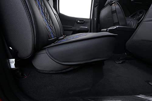 Tacoma Rear Seat Covers 2005-2024 2025 2026 TRD Sport Offroad Limited SR5 V6 Crew Double Extended Cab Truck Back Car Cushions with Waterproof Faux Leather (Rear Seat/Black-Blue) - color: Rear Seat/Black-Blue
