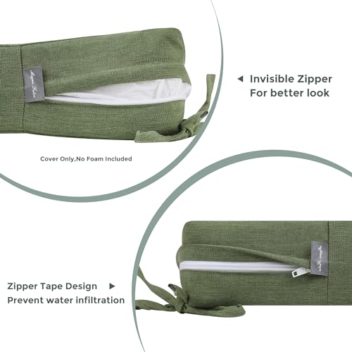 Magpie Fabrics Patio Bench Loveseat Cushion Covers (Replacement Cover only, No Insert!), Waterproof Fade Resistant Swing Cushion Slipcover with Ties(42x18x3 Inch, Green) - color: Green, size: 42x18x3 Inch (1 Count)