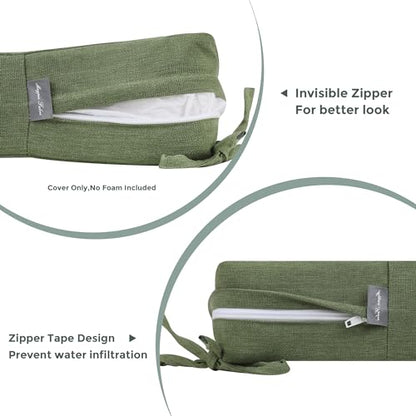 Magpie Fabrics Patio Bench Loveseat Cushion Covers (Replacement Cover only, No Insert!), Waterproof Fade Resistant Swing Cushion Slipcover with Ties(45x18x3 Inch, Green) - color: Green, size: 45x18x3 Inch (1 Count)