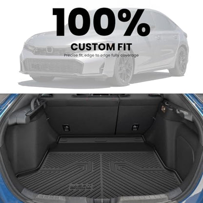 LASFIT Trunk Mat for Honda Civic Hatchback 2022-2026 & Civic Hatchback Hybrid 2025-2026, All Weather TPE Custom Fit Trunk Liner Cargo Mat Cargo Liner with Subwoofer, Black - style: 1）For Honda Civic Hatchback | 2022-2026 | Trunk Mat