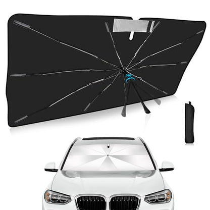 Windshield Sun Shade Umbrella Compatible with BMW X3 2018-2025, Upgraded Titanium Silver Sunshade with 360° Bendable Handle & Rearview Mirror Cutout, Reflective UV Heat Insulation - size: For BMW X3 2018+
