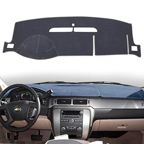 Dashboard Cover Dash Mat Compatible with 2007-2014 Chevy Chevrolet Tahoe Suburban,2007-13 Chevy Avalanche Silverado 1500 2500 3500 LTZ/GMC Sierra SLT Denali,2007-14 GMC Yukon XL (Gray) - color: Dark Gray