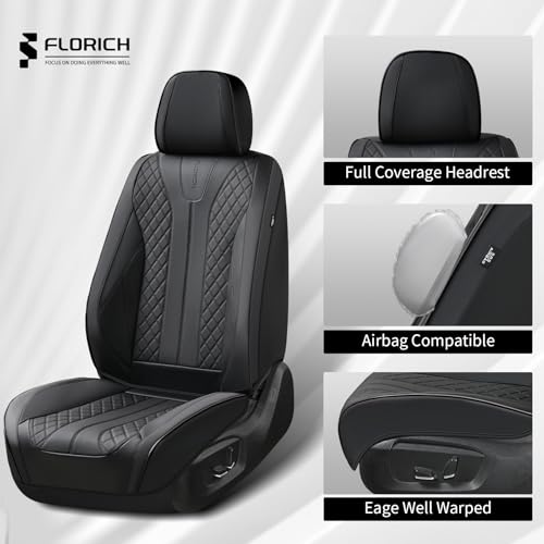Leather Automotive Seat Covers, Waterproof Seat Covers, Black Front Car Seat Cover, Full Coverage Car Seat Covers 2 Pack Car Seat Cushion Protector Universal Fit for Most Cars SUV Trucks
