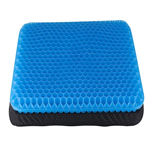Gel Seat Cushion, Chair Cushions with Non-Slip Cover, Breathable Honeycomb Car Seat Cushion for Pressure Relief Back Pain, Home Wheelchair Office Chair Cushion (16x14x1.6 inch)