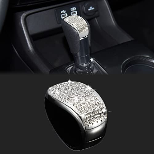 TOMALL Bling Gear Shift Knob Cover Compatible with Honda Civic 11th 2022-2023 for CRV 2023-2024 Diamond Crystal Auto Decorative Accessories for Car (Silver)