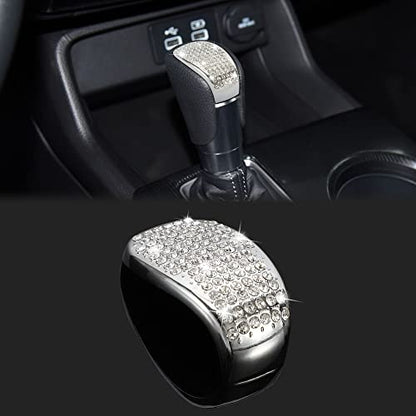 TOMALL Bling Gear Shift Knob Cover Compatible with Honda Civic 11th 2022-2023 for CRV 2023-2024 Diamond Crystal Auto Decorative Accessories for Car (Silver)