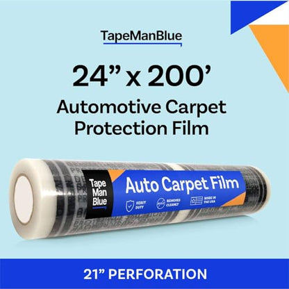 Auto Carpet Film, 24” Roll with 21” Perforation, 4 Mils Thick, Dealer Must Remove Protective Cover, Plastic Floor Mats for Car Carpet Protection, Made in USA (24" x 200' Roll) - size: 24" x 200' Roll