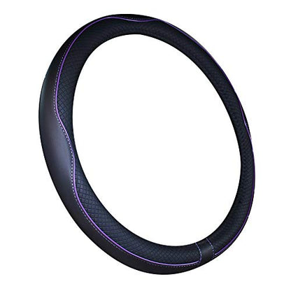 Mayco Bell Large Size Steering Wheel Cover Anti-Slip,Safety,Soft,Breathable,Durable,Full Surround,Comfortable Grip Microfiber Leather (15.5-16 inch, Black Purple) - color: Black Purple, size: 15.25''-16''