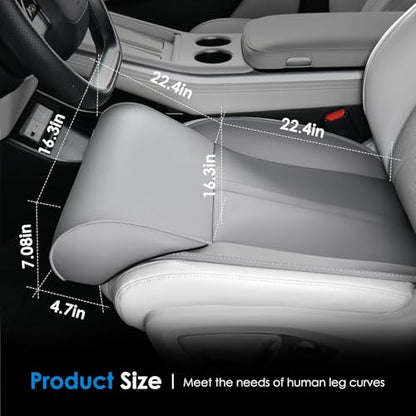 Car Seat Extender Leg Support Cushion for Driver Seats Office Chair, Leather Memory Foam Widened seat Cushion for Long Drivers Universal Car Seat Cushion Legs Rest Pads-Light Grey