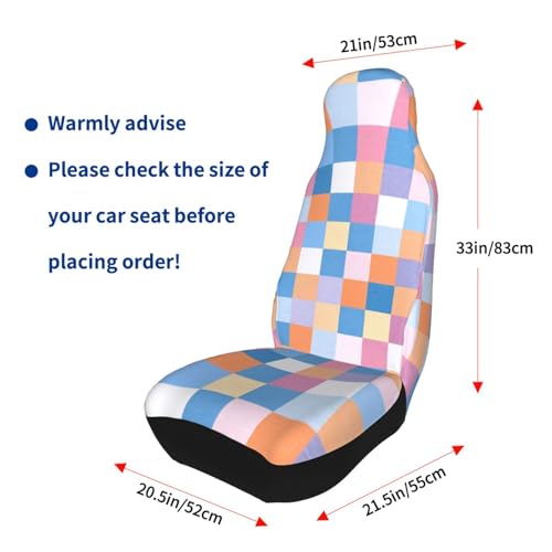 Colorful Retro Checkered Front Seat Covers 2 Pack, Vehicle Seat Protector Car Mat Covers, Fit Most Bucket Seats - color: Colorful Retro Checkered