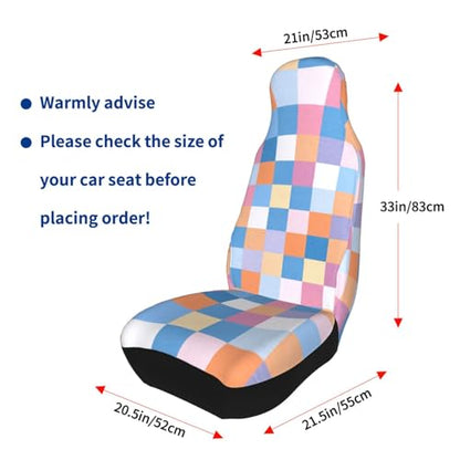 Colorful Retro Checkered Front Seat Covers 2 Pack, Vehicle Seat Protector Car Mat Covers, Fit Most Bucket Seats - color: Colorful Retro Checkered
