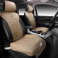 CAR PASS Car Seat Protector, 2 Pack Sideless Nappa Leather Seat Covers for Cars, All Season Waterproof Breathable Front Seats Cushion with Storage Pocket Universal Fit Vehicle Car SUV Truck, All Beige - color: Beige