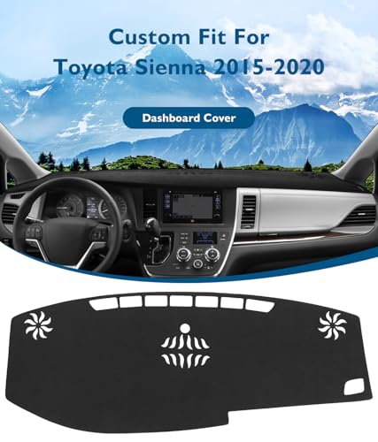 BIBLOZ Dash Cover for Toyota Sienna 2015-2020 Accessories Black Flannel Dashboard Cover Mat Car Dashboard UV Sun Protection - size: 2015-2020 Sienna