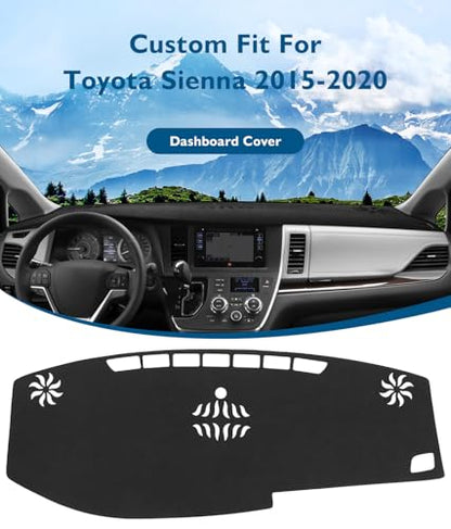 BIBLOZ Dash Cover for Toyota Sienna 2015-2020 Accessories Black Flannel Dashboard Cover Mat Car Dashboard UV Sun Protection - size: 2015-2020 Sienna
