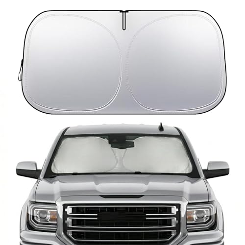 GMC Sierra Windshield Sun Shade, Custom Fit Foldable Front Window Sunshade Visor, UV and Heat Protection Interior Cover, Fits 1990–2025 Models - size: for Sierra 1990-2025