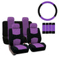 FH Group Flat Cloth Car Seat Covers Purple/Black - color: Purple