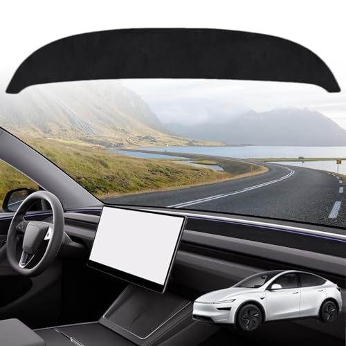 Eonflux New 2025 Dashboard Cover for Tesla Model Y Juniper Accessories, Anti-Glare Sun Protection Suede Dash Mat, Custom Fit No Glare Dashboard Pad for Tesla Model Y Juniper (2025-2026), Black