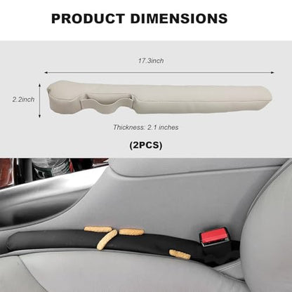 2PCS Leather Car Seat Gap Filler, No-Drop Seat Side Gap Plug Crevice Blocker with Securing Strap, Elastic Filler Block The Gap Between Seats & Console for Truck SUV Sedan (Beige) - color: Beige