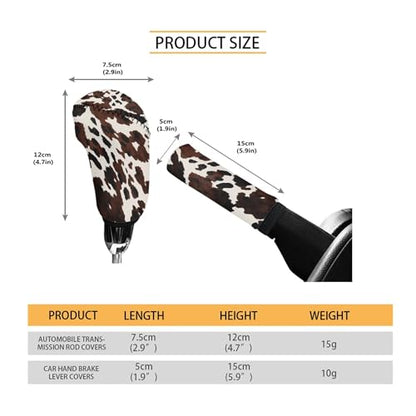 Brown Cow Print 2 Pcs Car Gear Shift Knob Cover Handbrake Cover Comfortable Automobile Accessory Universal Fit for Most Cars SUV Truck - color: Cow Print Brown