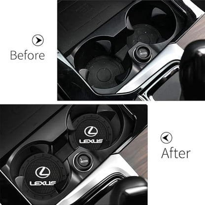 Car Cup Holder Coaster for Lexus Series Recessed Silicone Non Slip Car Interior Accessories Drink Car Coaster 2PC Black