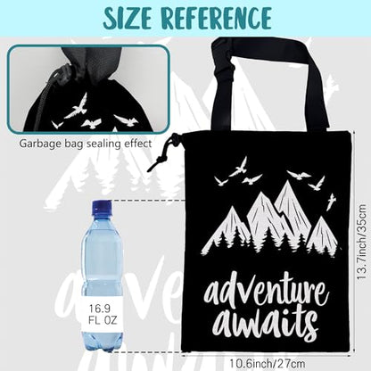 Adventure Awaits Car Garbage Bag Mountain and Bird Hanging Canvas Car Trash Bag Drawstring Car Back Seat Organizer for Car Back Front Seat Console with Adjustable Buckle - color: Adventure Awaits