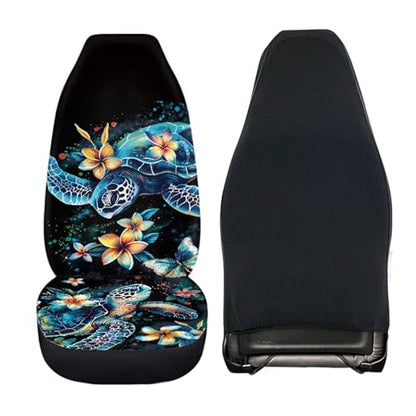 Sea Turtle Car Seat Covers Full Set of 4 Pcs Blue Turtle Car Interior Accessories Cute Pad Breathable Split Bench Seat Pads Fit Cars Truck Van SUV Driver Seat Blanket - color: Blue Sea Turtle