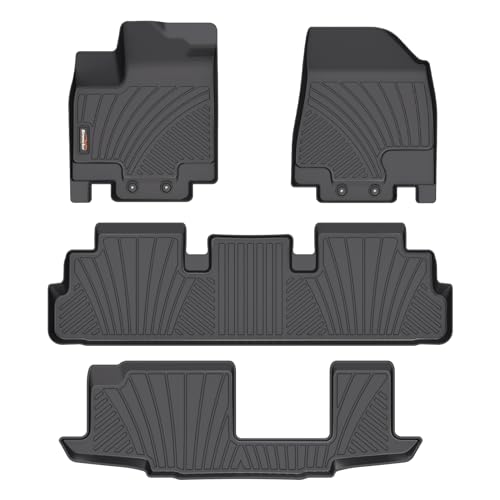 Binmotor-All Weather Floor Mats for Nissan Pathfinder 2022-2026, 8 Passenger, 3 Rows, for Infiniti QX60 7 Passenger, Heavy Duty Car Floor Liners Pathfinder Accessories - style: 1) Car Mats for Nissan Pathfinder 8 Seats (2022-2026)