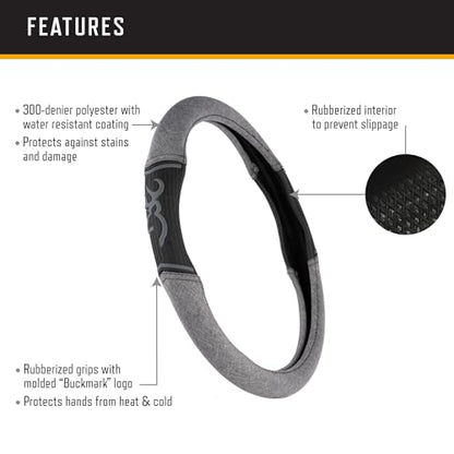 Browning Universal Fit Steering Wheel Cover for Car, Truck, and SUV, Durable Steering Wheel Protection, Chevron (Heather Black SIOC)