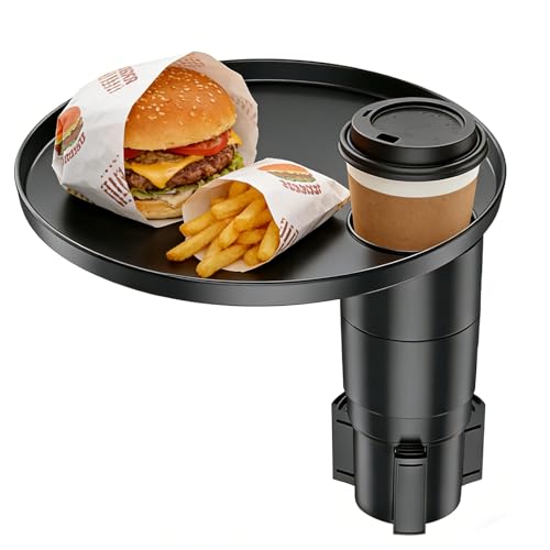Car Tray 360° Rotating Cup Holder Table Organizer for Car Center Console Car Accessories Compatible with Most Vehicle - color: Black