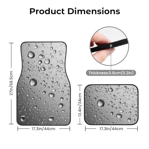 Water Droplets Car Floor Mats,4 Piece, Car Rug Durable Anti-Slip Waterproof Trim to Fit Liner Universal Fit Auto,Sedan,SUV,Truck