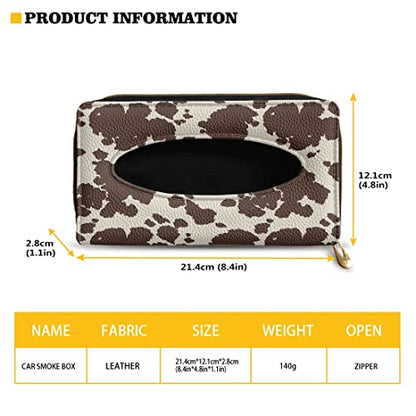 Biyejit Brown Cow Print PU Leather Car Tissue Holder, Classic, Rectangular - color: Brown Cow Print, size: 1 Pack