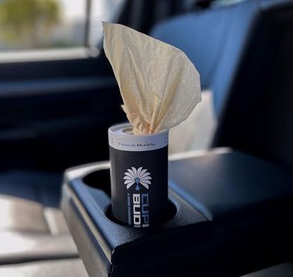 Cupholdbuddy Bamboo Car Cup Holder Tissues, 3-Ply Refillable Car Tissue Box, Plastic-Free & Non-Toxic, Fits Most Vehicle Cup Holders, Eco-Friendly, Pack of 4